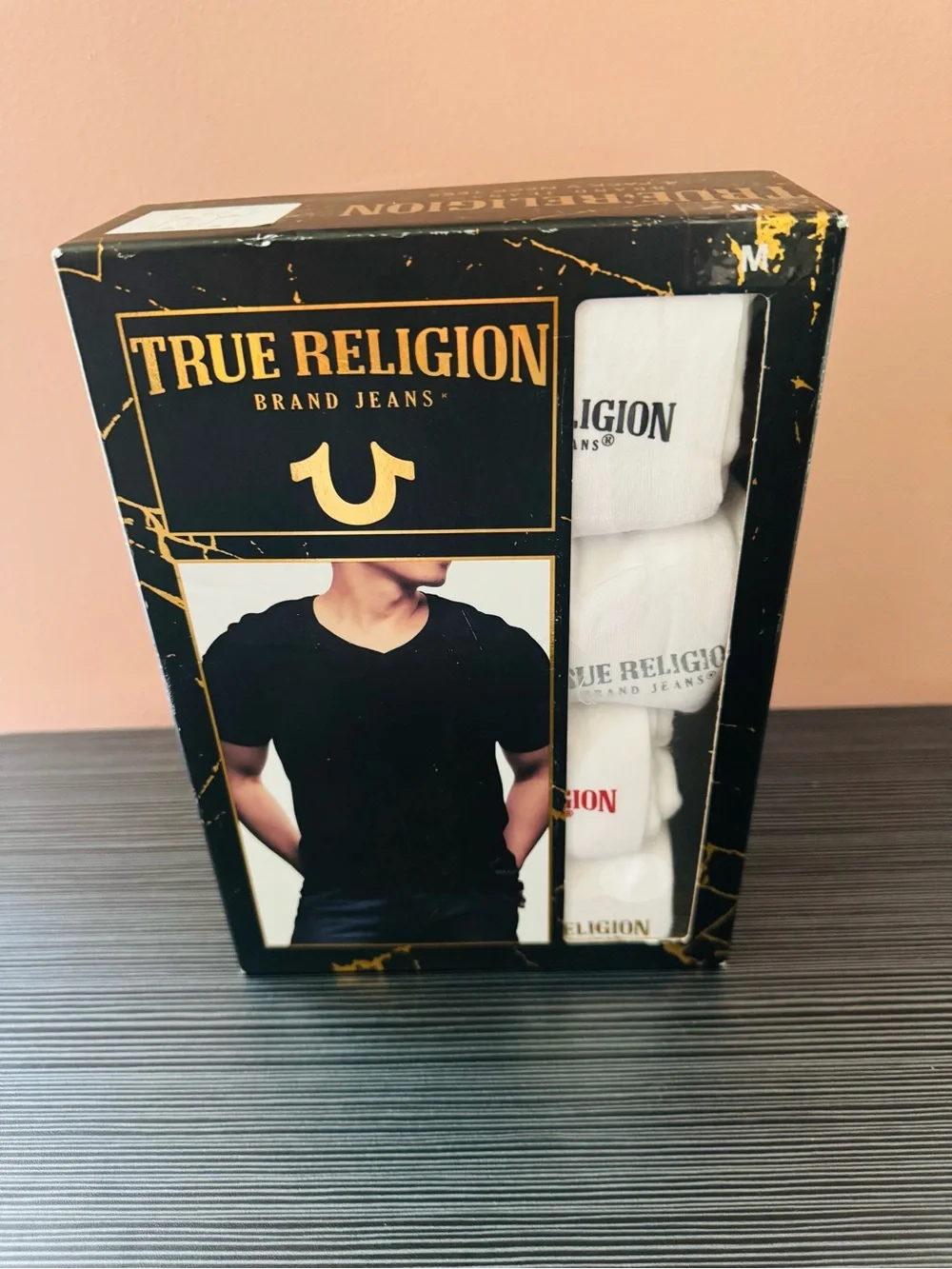 True Religion Men's V-Neck Tees 4-Pack - White